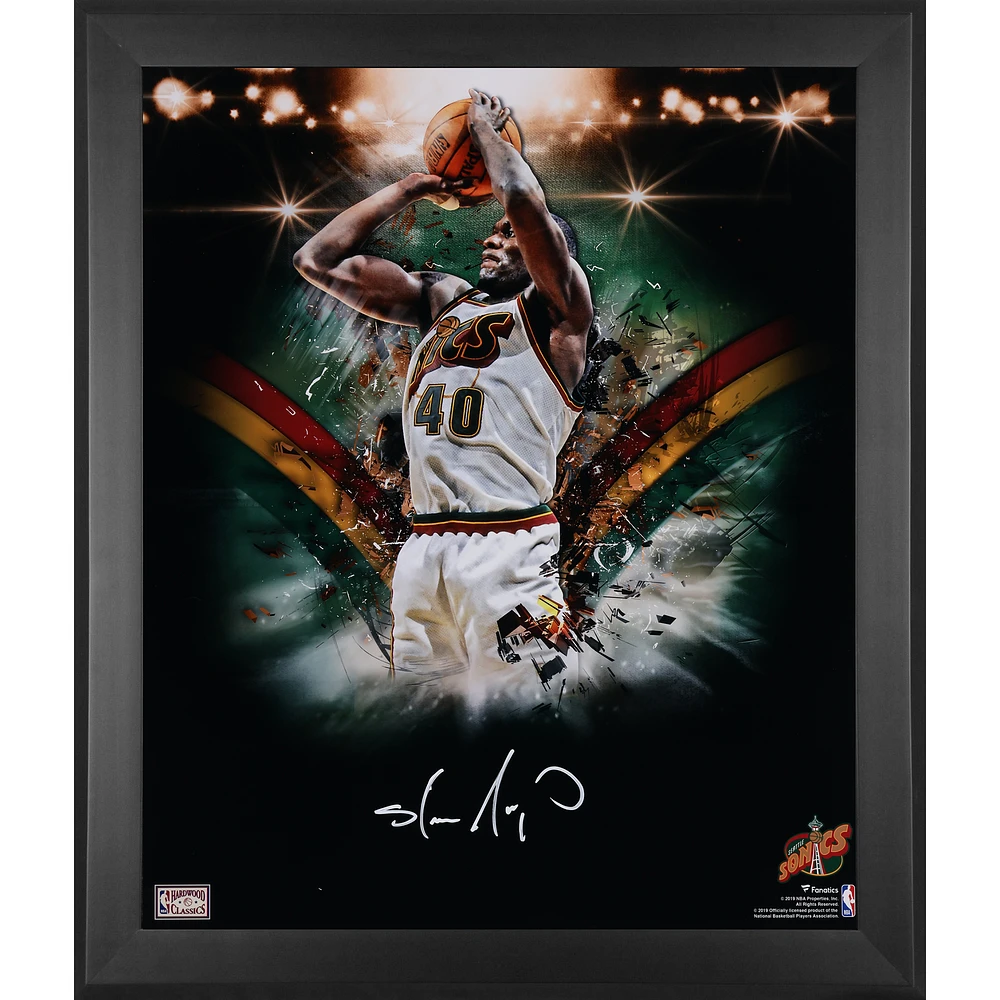 Shawn Kemp Seattle SuperSonics Autographed Framed 20" x 24" In Focus Photograph