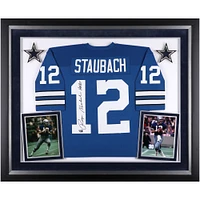Roger Staubach Dallas Cowboys Autographed Deluxe Framed Blue Authentic Mitchell & Ness Jersey with "HOF 85" Inscription