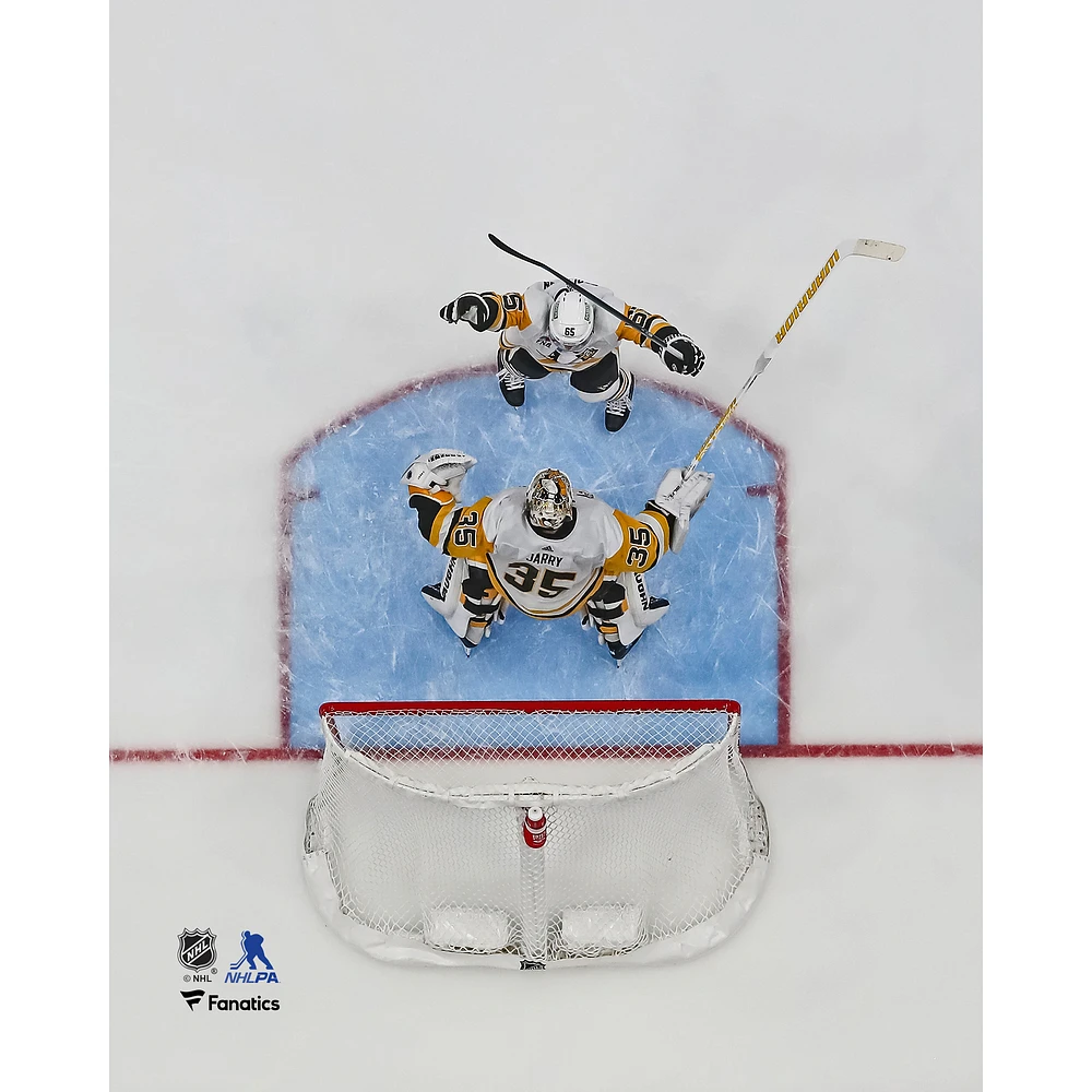 Tristan Jarry Pittsburgh Penguins Unsigned Goalie Goal Celebration Photograph
