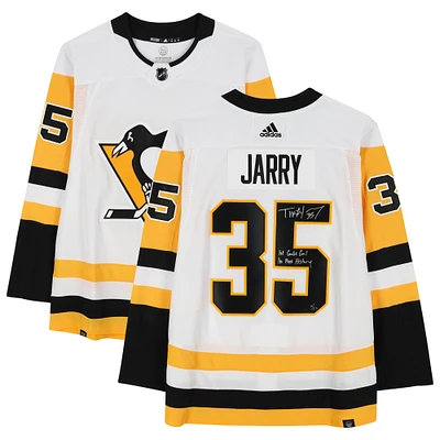Tristan Jarry Pittsburgh Penguins Autographed White adidas Authentic Jersey with "1st Goalie Goal in Pens History" Inscription - Limited Edition of 23