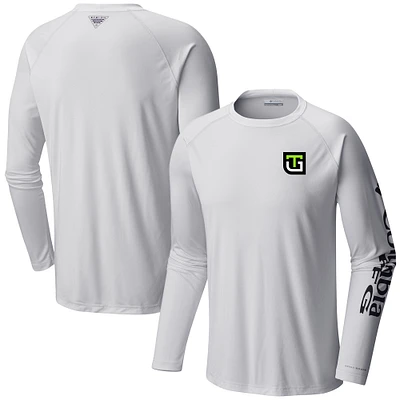 Men's Columbia  White Ty Gibbs Terminal Tackle Omni-Shade Long Sleeve T-Shirt