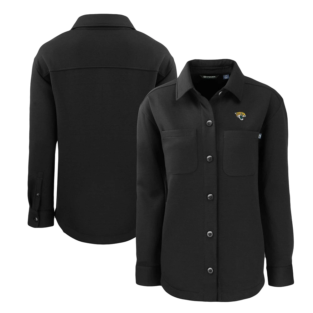 Women's Cutter & Buck Black Jacksonville Jaguars Roam Eco Knit Full-Snap Shacket