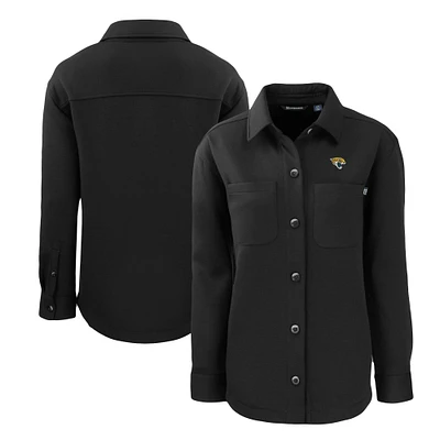 Women's Cutter & Buck Black Jacksonville Jaguars Roam Eco Knit Full-Snap Shacket