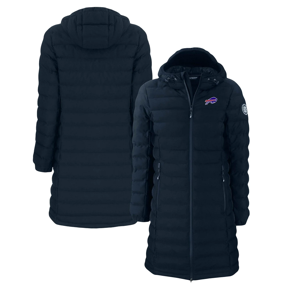 Women's Cutter & Buck Navy Buffalo Bills Mission Ridge Repreve Eco Insulated Long Full-Zip Puffer Jacket