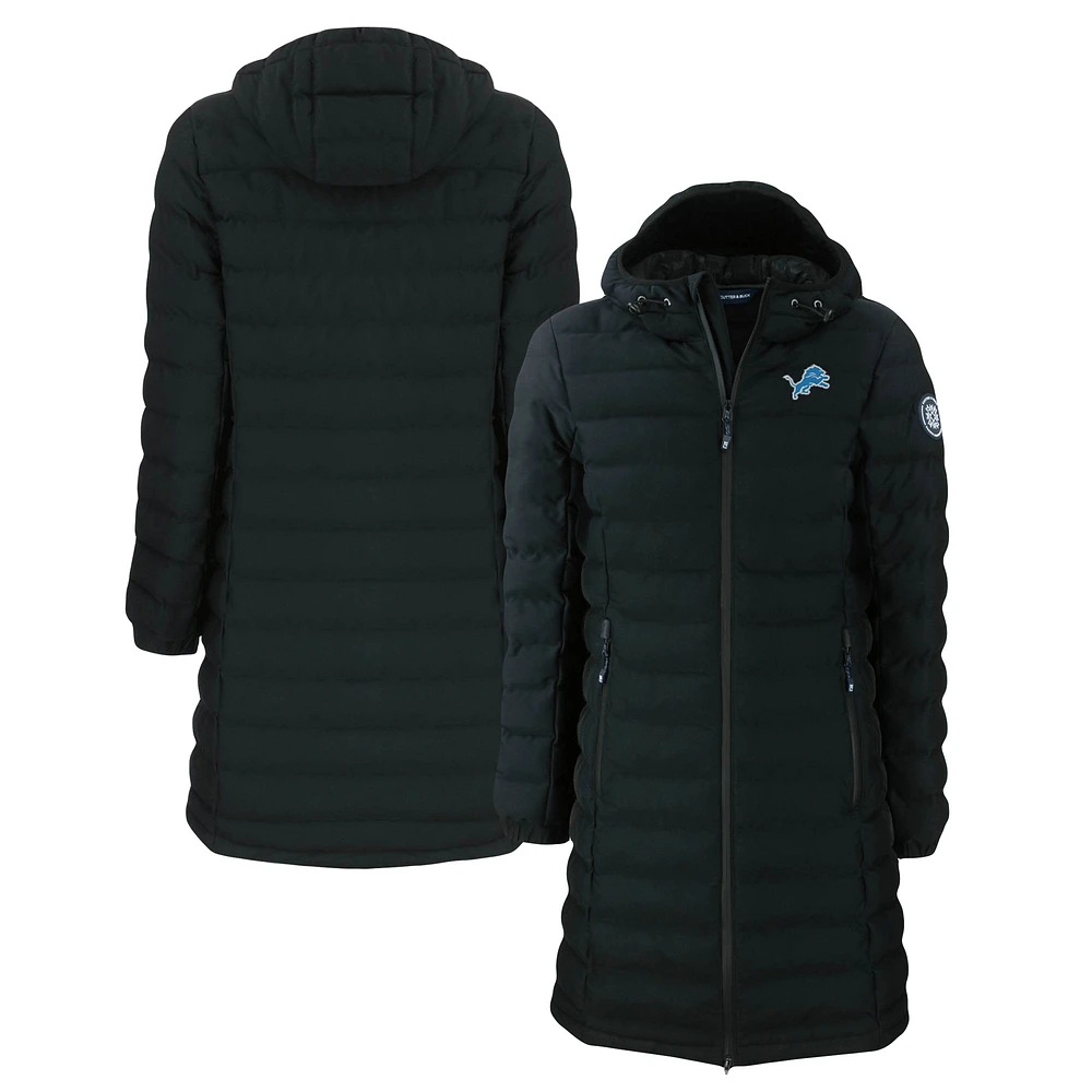 Women's Cutter & Buck Black Detroit Lions Mission Ridge Repreve Eco Insulated Long Full-Zip Puffer Jacket