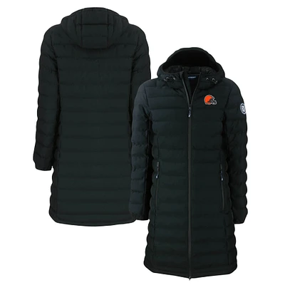 Women's Cutter & Buck Black Cleveland Browns Mission Ridge Repreve Eco Insulated Long Full-Zip Puffer Jacket