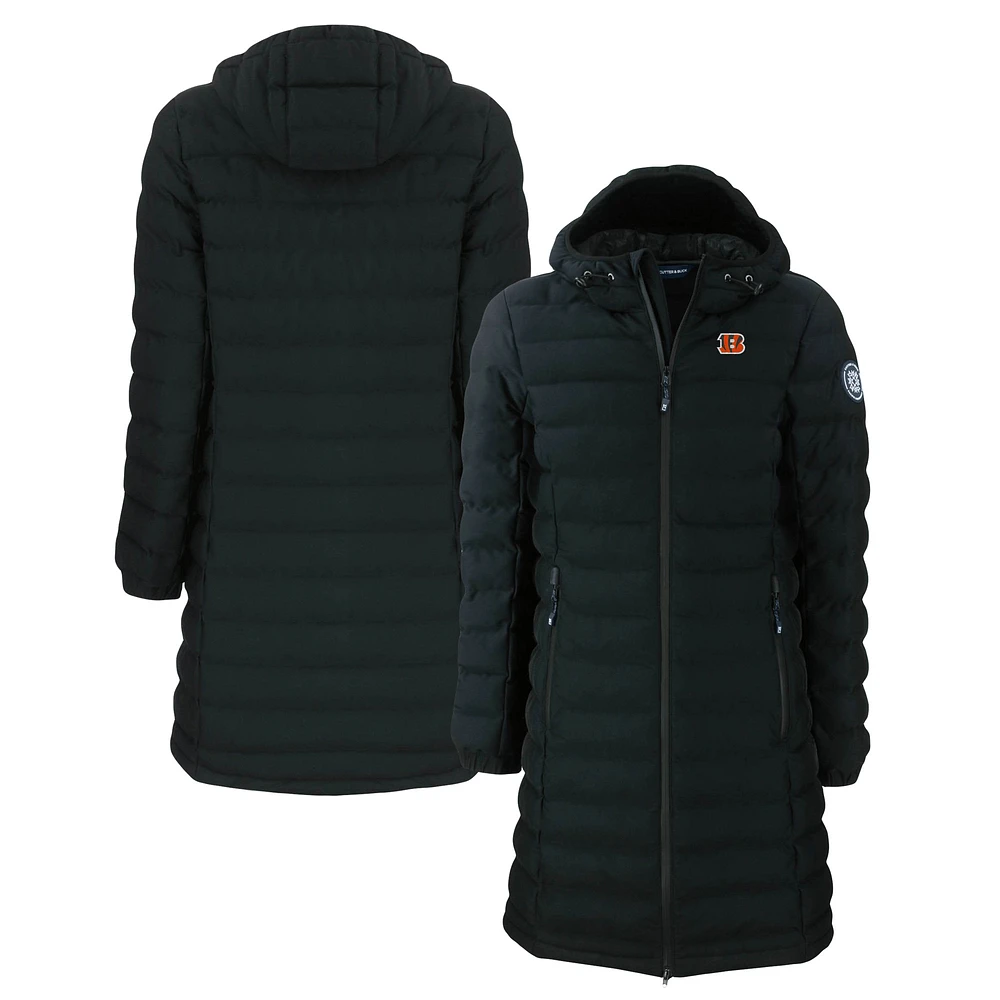 Women's Cutter & Buck Black Cincinnati Bengals Mission Ridge Repreve Eco Insulated Long Full-Zip Puffer Jacket