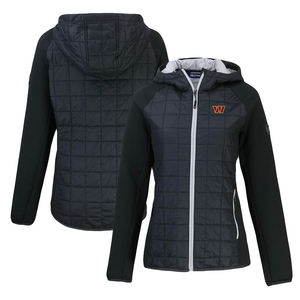 Women's Cutter & Buck Black Washington Commanders Rainier Primaloft Eco Full-Zip Hybrid Jacket