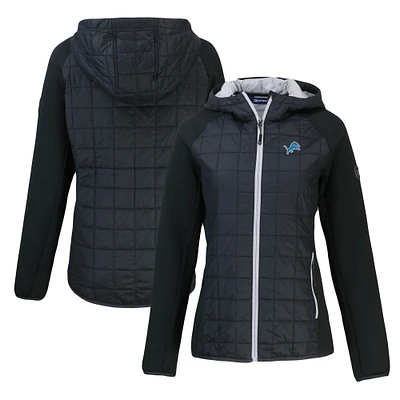 Women's Cutter & Buck Black Detroit Lions Rainier Primaloft Eco Full-Zip Hybrid Jacket
