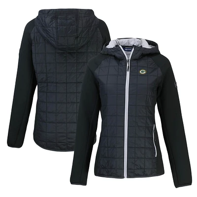 Women's Cutter & Buck Black Green Bay Packers Rainier Primaloft Eco Full-Zip Hybrid Jacket