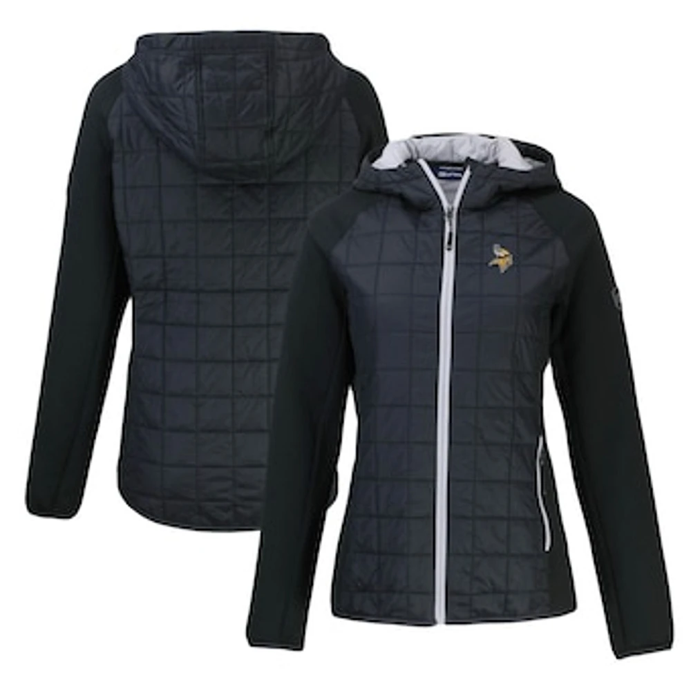 Women's Cutter & Buck Black Minnesota Vikings Rainier Primaloft Eco Full-Zip Hybrid Jacket