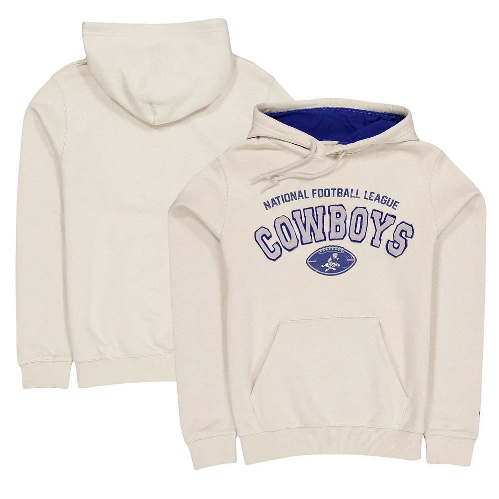 Men's New Era Cream Dallas Cowboys Historic 3rd Down Pullover Hoodie
