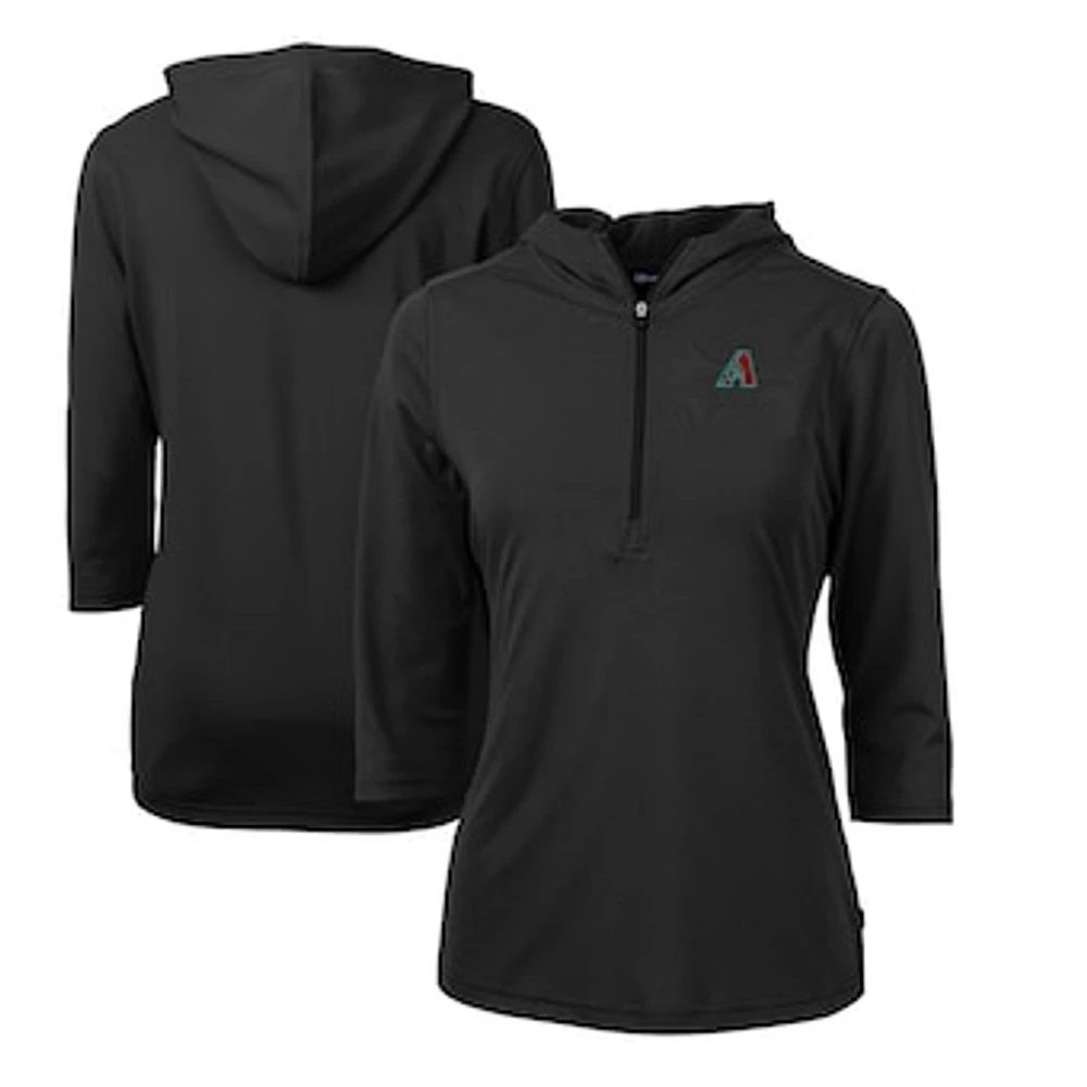 Women's Cutter & Buck Arizona Diamondbacks Virtue Eco Pique Recycled 3/4-Sleeve Half-Zip Pullover Hoodie