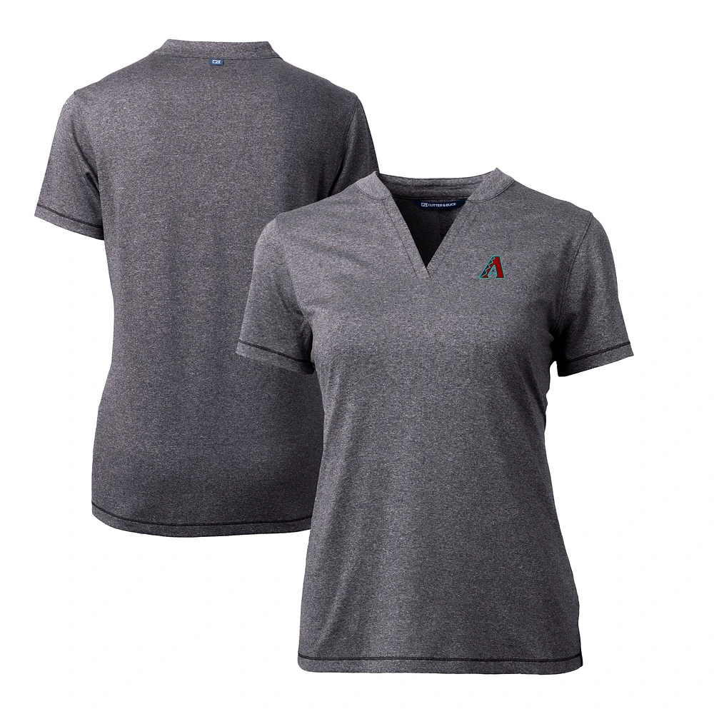 Women's Cutter & Buck Heather Charcoal Arizona Diamondbacks Forge Stretch V-Neck Blade Top