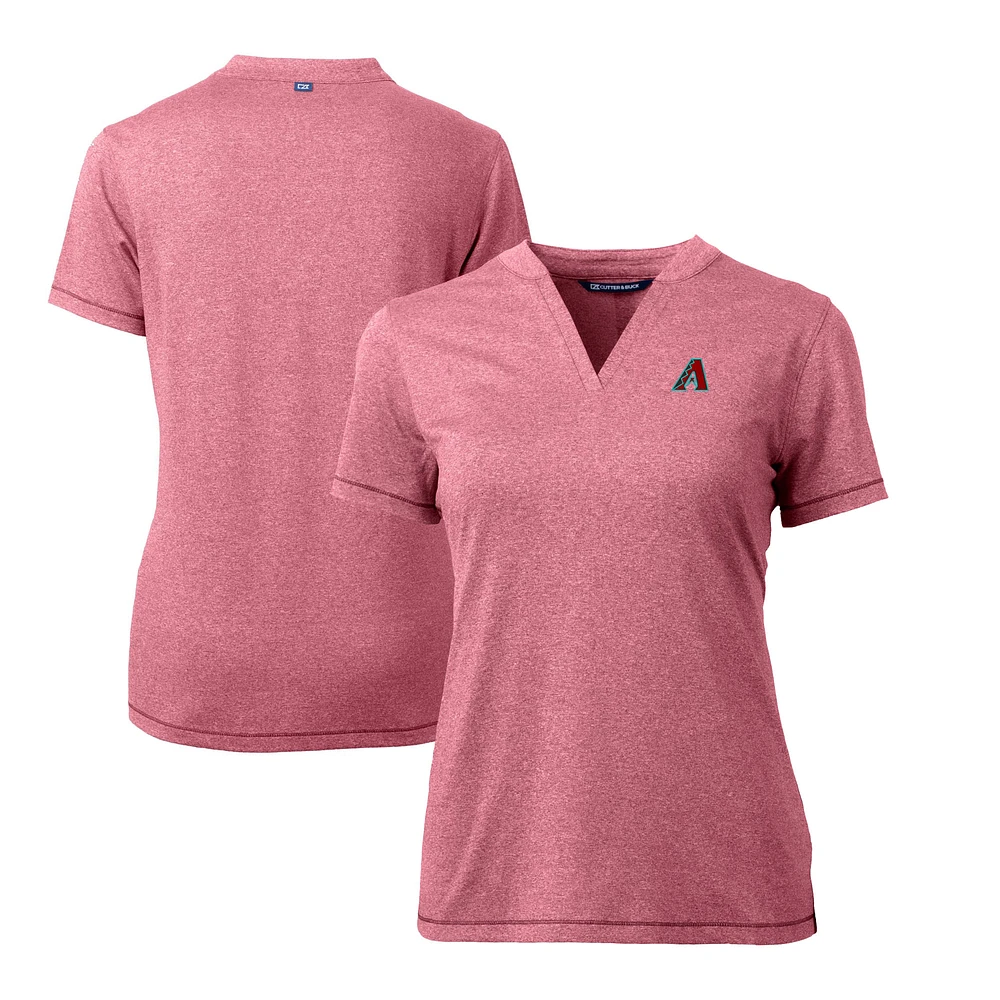 Women's Cutter & Buck Heather Red Arizona Diamondbacks Forge Stretch V-Neck Blade Top