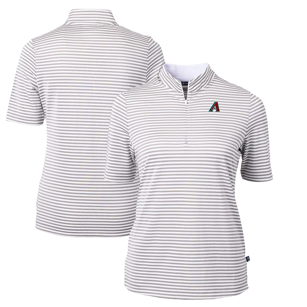 Women's Cutter & Buck Gray Arizona Diamondbacks Virtue Eco Pique Stripe Recycled Polo