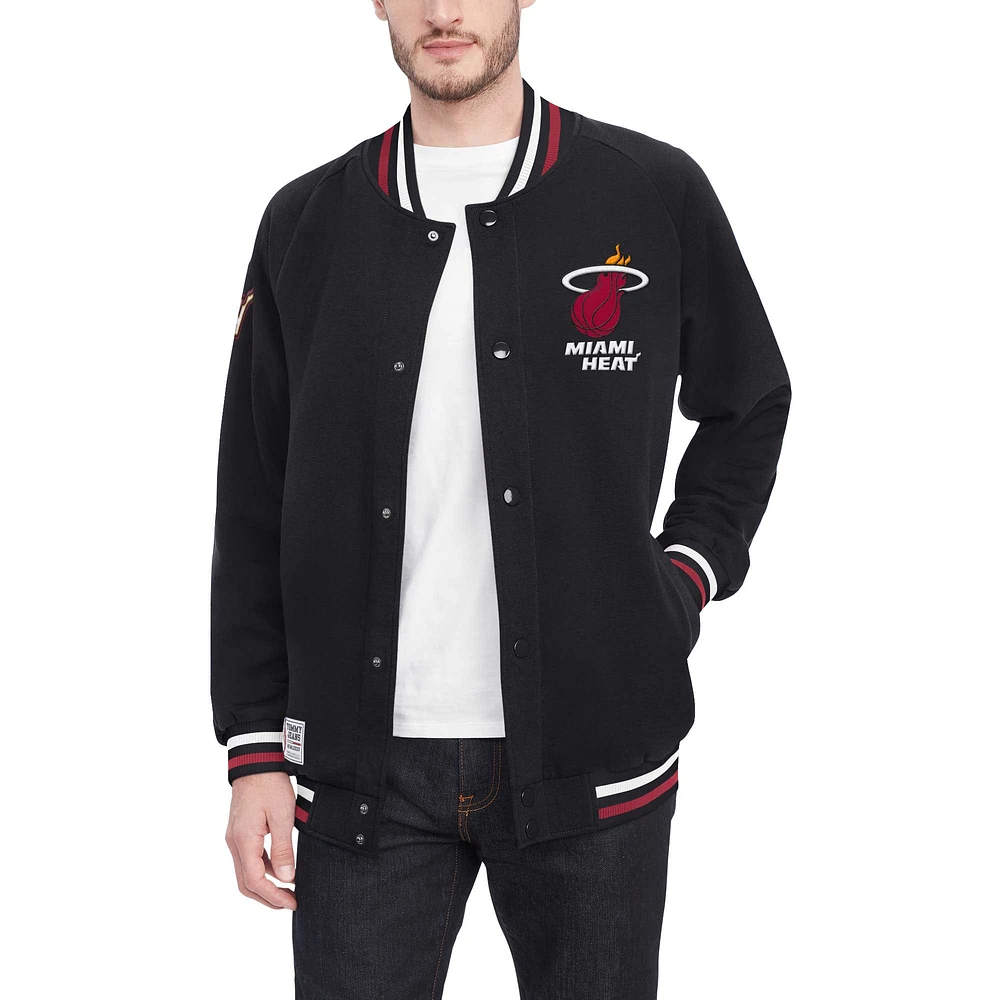 Men's Tommy Jeans Black Miami Heat Dane Raglan Full-Snap Varsity Jacket