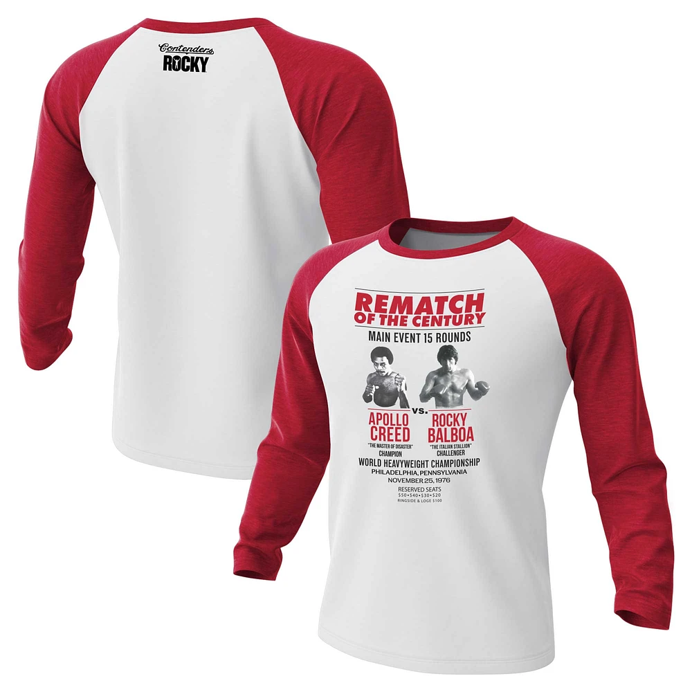 Men's Contenders Clothing White/Red Rocky Rematch of the Century 3/4-Sleeve Raglan T-Shirt