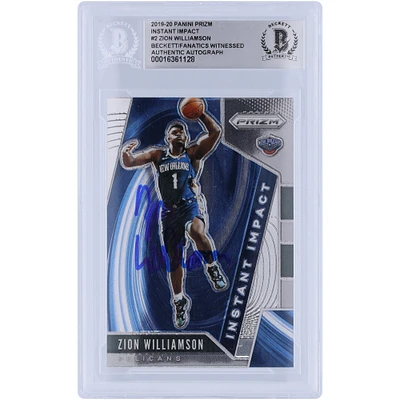 Zion Williamson New Orleans Pelicans Autographed 2019-20 Panini Prizm Instant Impact #2 Beckett Fanatics Witnessed Authenticated Rookie Card