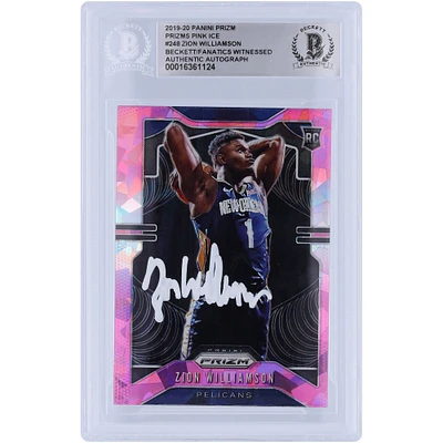 Zion Williamson New Orleans Pelicans Autographed 2019-20 Panini Prizm Pink Ice Prizms White Ink #248 Beckett Fanatics Witnessed Authenticated Rookie Card
