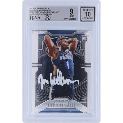 Zion Williamson New Orleans Pelicans Autographed 2019-20 Panini Prizm White Ink #248 Beckett Fanatics Witnessed Authenticated 9/10 Rookie Card