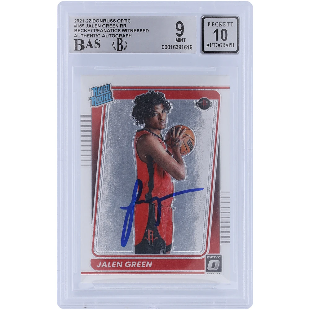 Jalen Green Houston Rockets Autographed 2021-22 Panini Donruss Optic Rated Rookie #159 Beckett Fanatics Witnessed Authenticated / Rookie Card