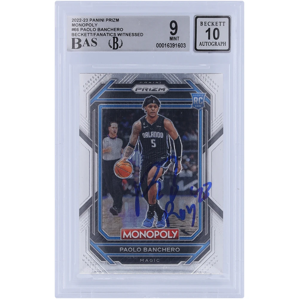 Paolo Banchero Orlando Magic Autographed 2022-23 Panini Prizm Monopoly #66 Beckett Fanatics Witnessed Authenticated 9/10 Rookie Card with "ROY 23" Inscription