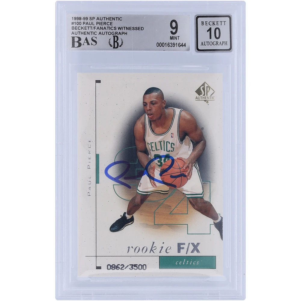Paul Pierce Boston Celtics Autographed 1998-99 Upper Deck SP Authentic #100 #/3500 Beckett Fanatics Witnessed Authenticated /10 Rookie Card
