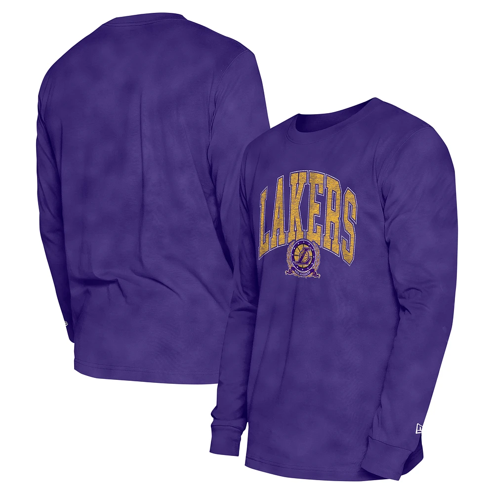 Unisex New Era Purple Los Angeles Lakers Oversized Essentials Enzyme Wash Long Sleeve T-Shirt