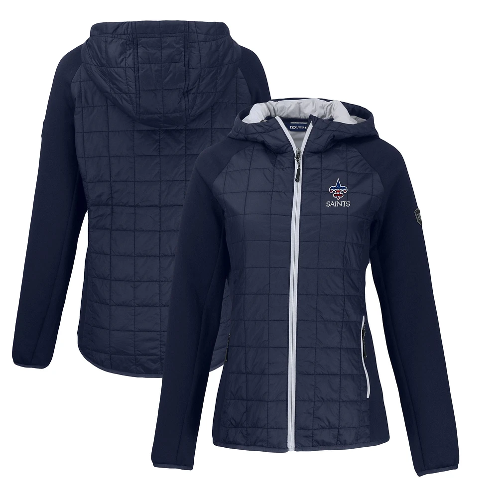 Women's Cutter & Buck Navy New Orleans Saints Americana Rainier Primaloft Eco Full-Zip Hybrid Jacket