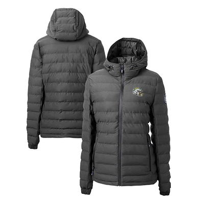 Women's Cutter & Buck Charcoal San Diego Chargers Helmet Logo Mission Ridge Repreve Eco Insulated Full-Zip Puffer Jacket
