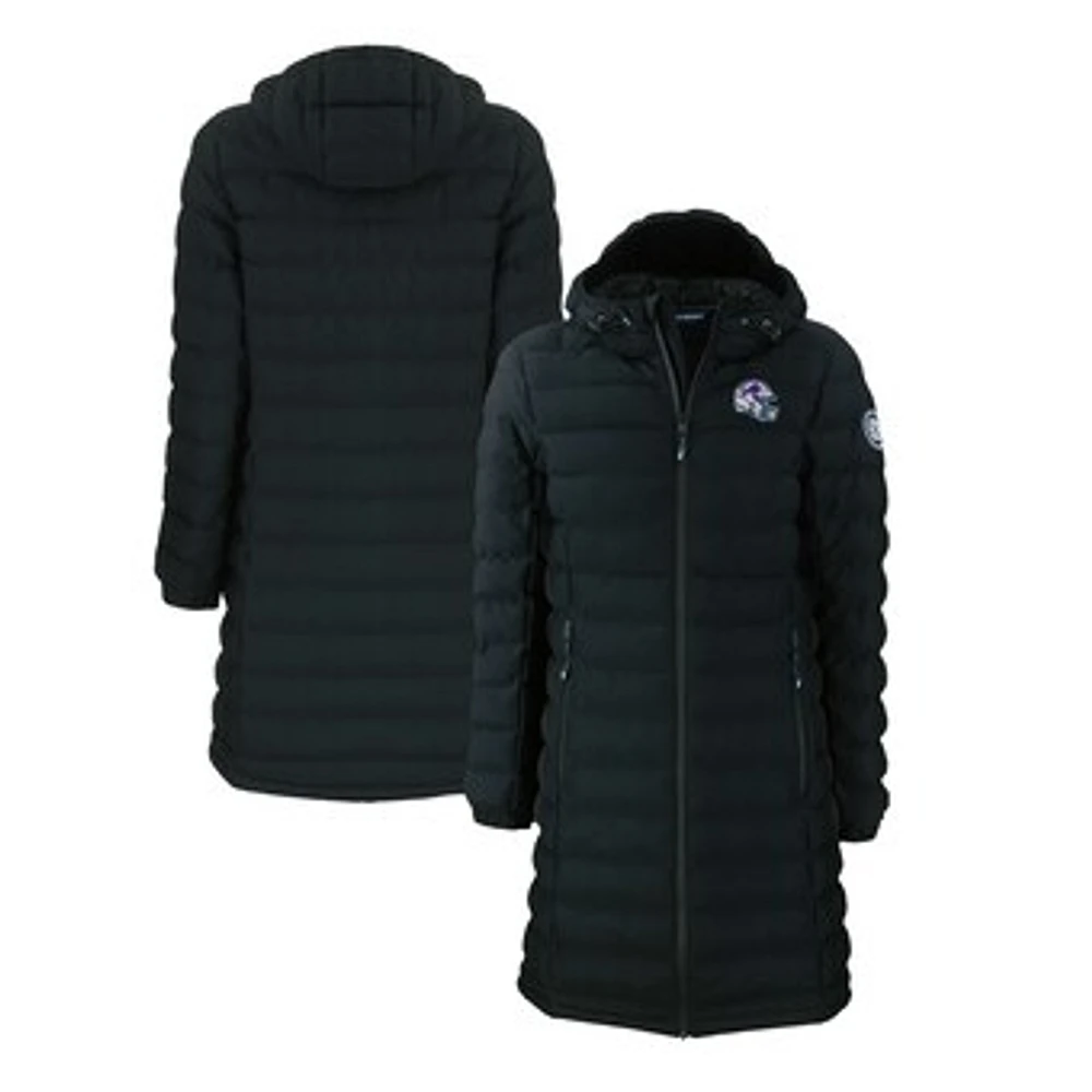 Women's Cutter & Buck Black Buffalo Bills Helmet Logo Mission Ridge Repreve Eco Insulated Full-Zip Long Puffer Jacket