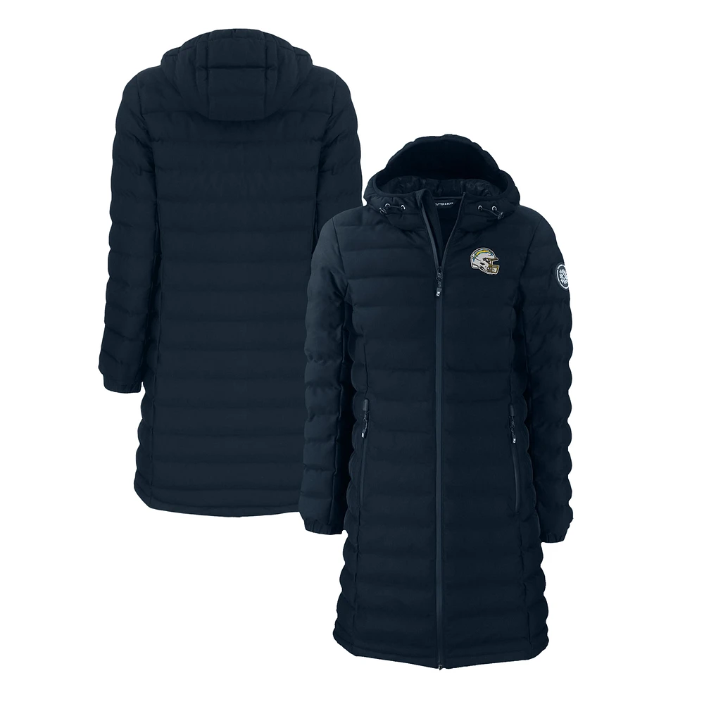 Women's Cutter & Buck Navy San Diego Chargers Helmet Logo Mission Ridge Repreve Eco Insulated Full-Zip Long Puffer Jacket