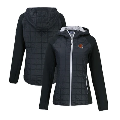 Women's Cutter & Buck Black Cincinnati Bengals Helmet Logo Rainier Primaloft Eco Full-Zip Hybrid Jacket