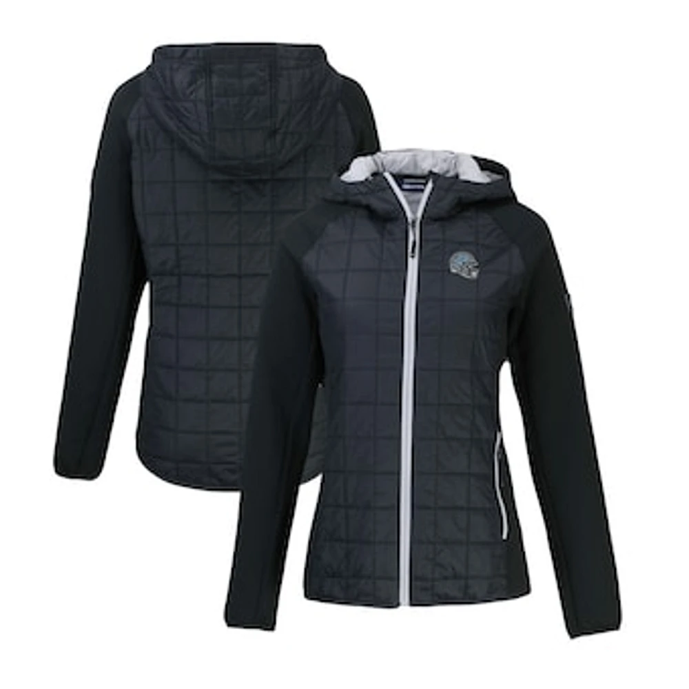 Women's Cutter & Buck Black Detroit Lions Helmet Logo Rainier Primaloft Eco Full-Zip Hybrid Jacket