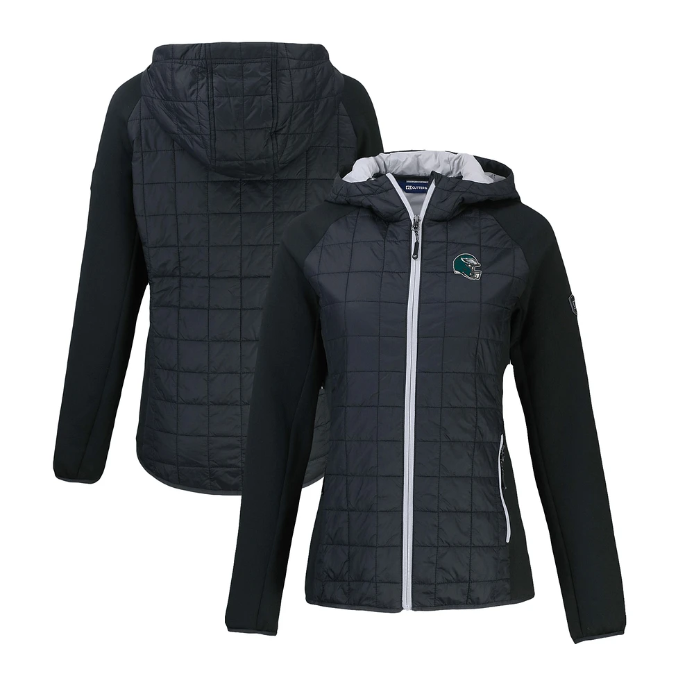 Women's Cutter & Buck Black Philadelphia Eagles Helmet Logo Rainier Primaloft Eco Full-Zip Hybrid Jacket