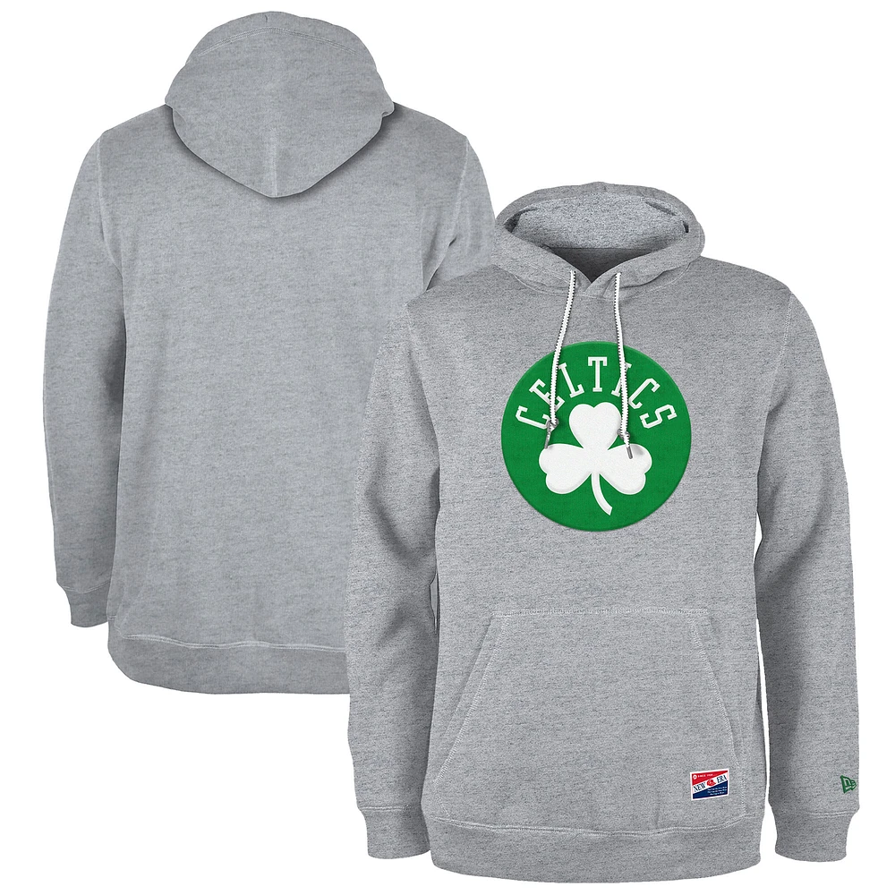 Men's New Era Gray Boston Celtics Corduroy Applique Pullover Hoodie