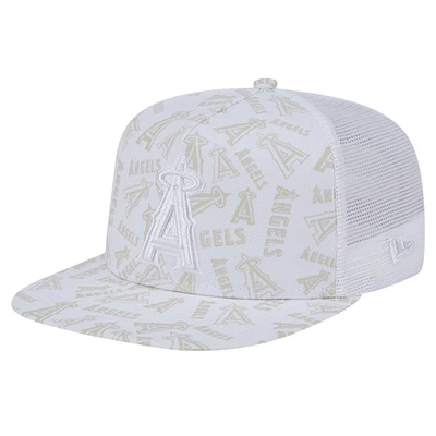 Men's New Era White Los Angeles Angels Logo Dunes A-Frame Trucker 9FIFTY Snapback Hat