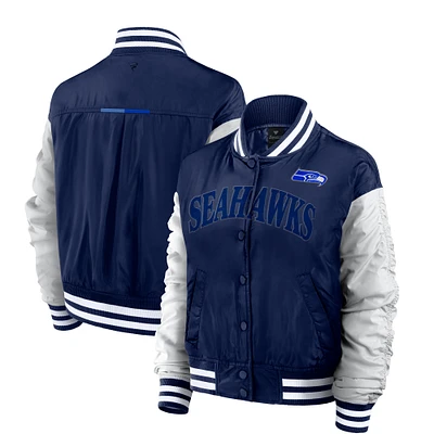 Women's Fanatics College Navy Seattle Seahawks Elements Wave Full-Snap Jacket