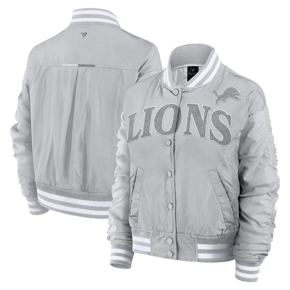 Women's Fanatics Gray Detroit Lions Elements Wave Full-Snap Jacket