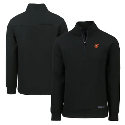 Men's Cutter & Buck Black Baltimore Orioles Cooperstown Collection Roam Eco Recycled Quarter-Zip Pullover