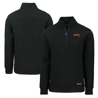 Men's Cutter & Buck Black Pittsburgh Pirates Cooperstown Collection Roam Eco Recycled Quarter-Zip Pullover