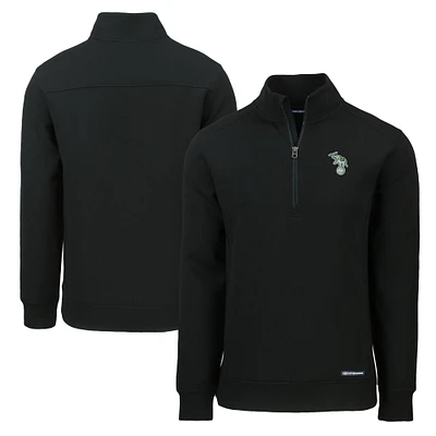 Men's Cutter & Buck Black Athletics Cooperstown Collection Roam Eco Recycled Quarter-Zip Pullover