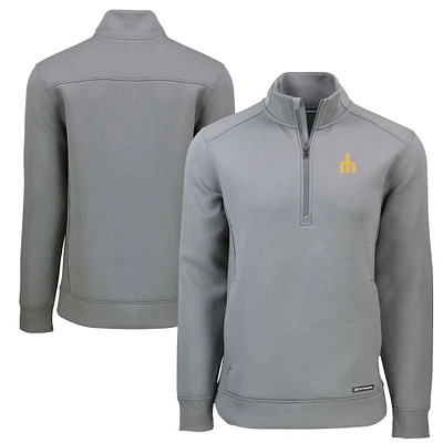 Men's Cutter & Buck Gray Seattle Mariners Cooperstown Collection Roam Eco Recycled Quarter-Zip Pullover