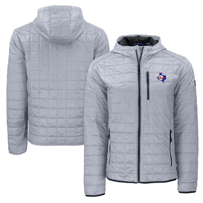 Men's Cutter & Buck Gray Texas Rangers Cooperstown Collection Rainier Primaloft Eco Full-Zip Hooded Jacket