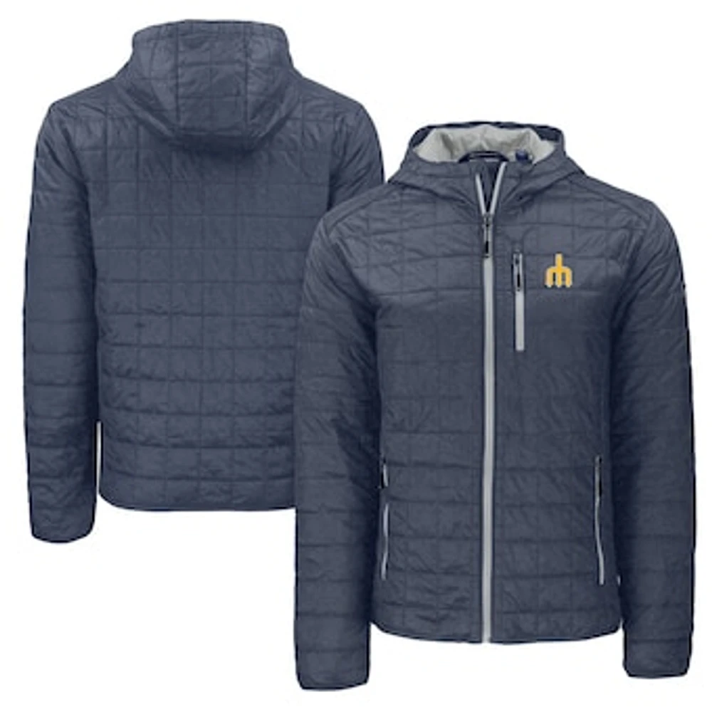 Men's Cutter & Buck Anthracite Seattle Mariners Cooperstown Collection Rainier Primaloft Eco Full-Zip Hooded Jacket