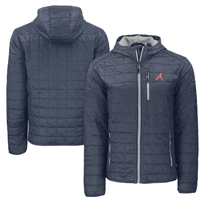 Men's Cutter & Buck Anthracite Atlanta Braves Cooperstown Collection Rainier Primaloft Eco Full-Zip Hooded Jacket