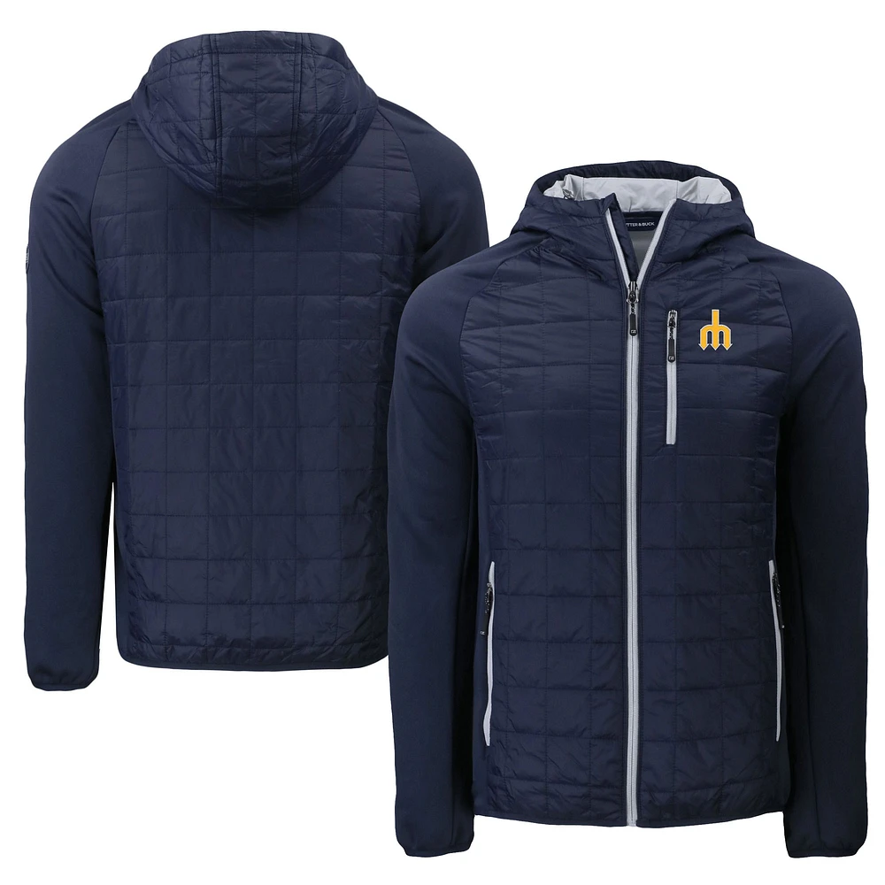 Men's Cutter & Buck Navy Seattle Mariners Cooperstown Collection Rainier Primaloft Eco Full-Zip Hybrid Jacket