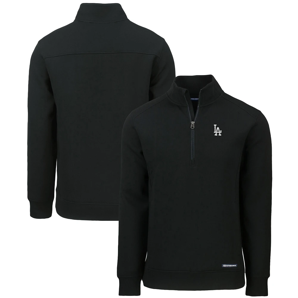 Men's Cutter & Buck Black Los Angeles Dodgers Roam Eco Recycled Quarter-Zip Pullover