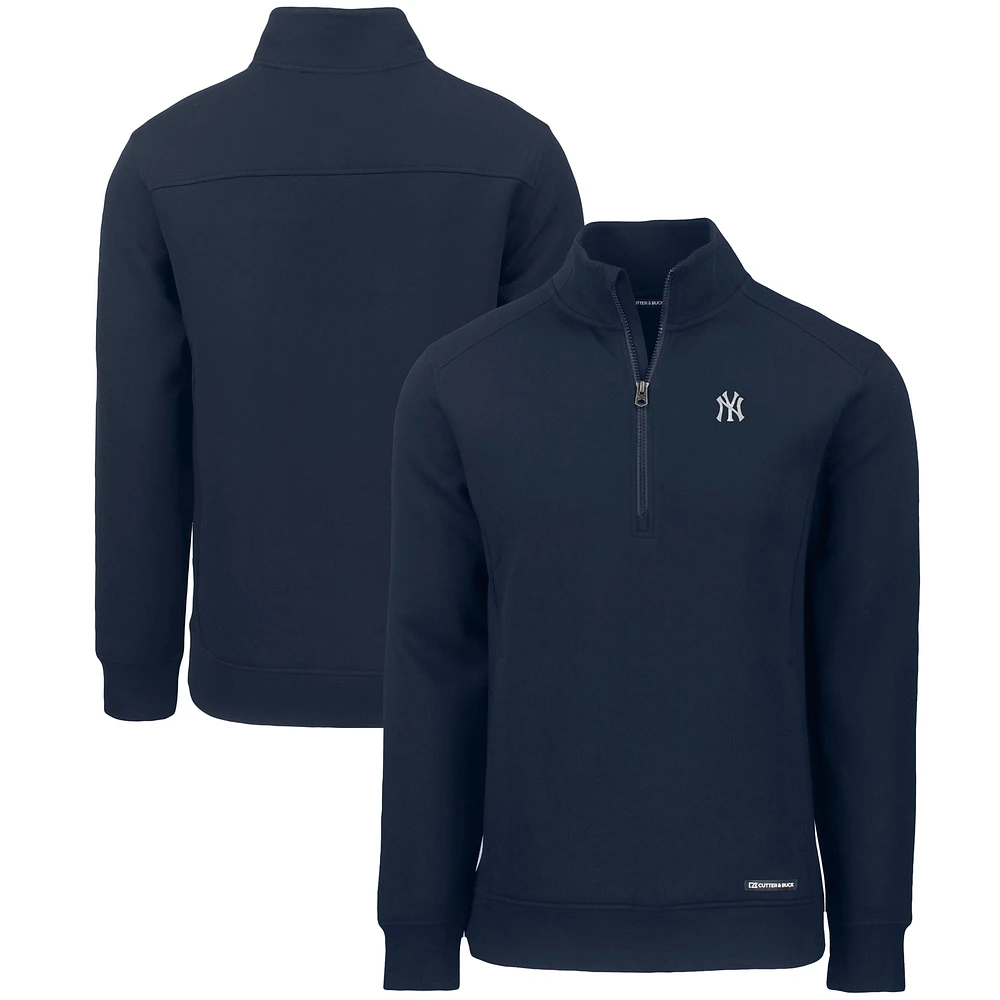 Men's Cutter & Buck Navy New York Yankees Roam Eco Recycled Quarter-Zip Pullover
